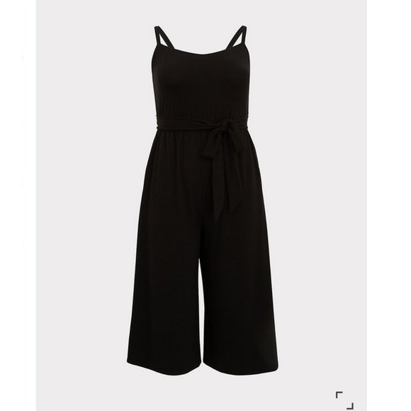 NWT Torrid Super Soft Black Self Tie Culotte Jumpsuit - Picture 3 of 7